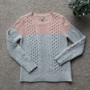 Banana Republic Oatmeal Cream & Baby Pink Colorblocked Sweater With Side Zips
